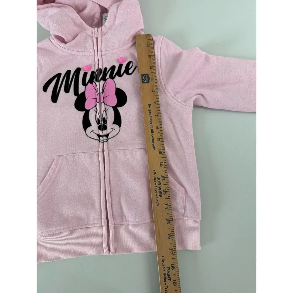 Disney Junior Girls Minnie Mouse Pink Zip Up Hoodie Size 7